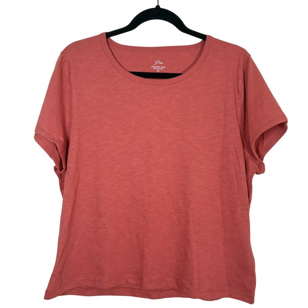 J.Crew Organic Slub Cotton Tee Rust Pink Minimalist Soft Girl Basics Top XL